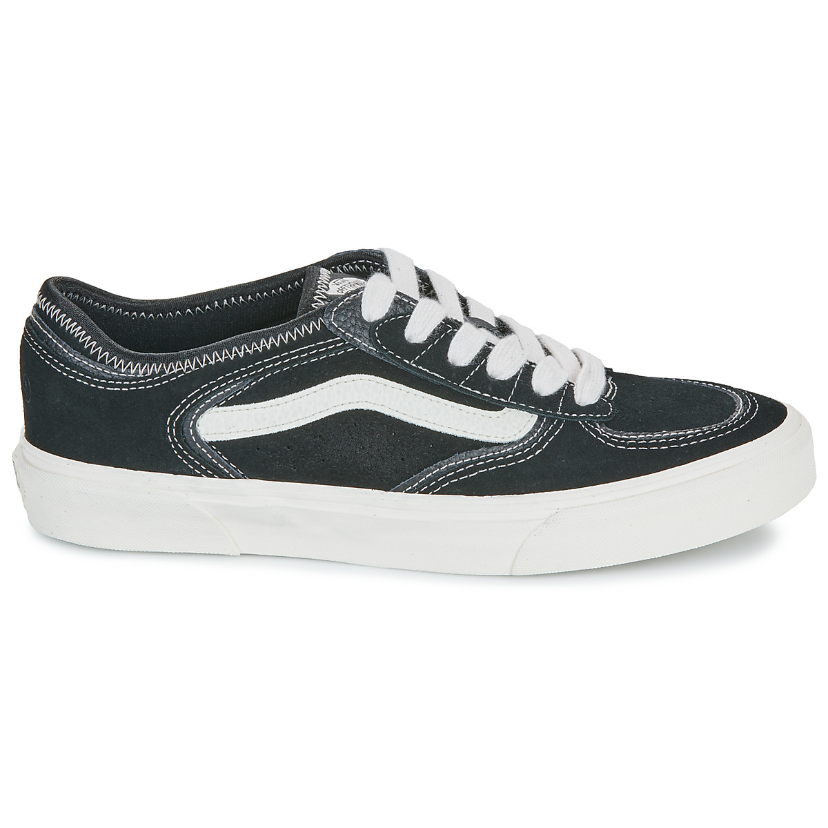 28265678_1200_B Vans Rowley Classic Black White skate shoe with premium suede upper and waffle outsole