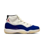 Air Jordan 11 Rare Air sneakers in Sail leather with Fire Red and Royal Blue accents