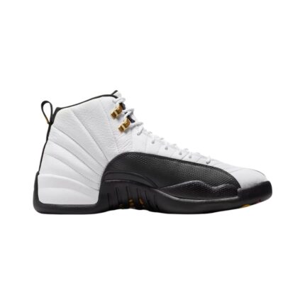 Air Jordan 12 Retro Taxi shoes – classic black and white leather basketball sneakers