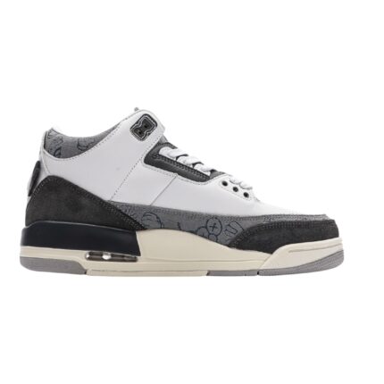 KAWS x Air Jordan 3 AJ3 white tumbled leather with elephant print and reflective 3M details